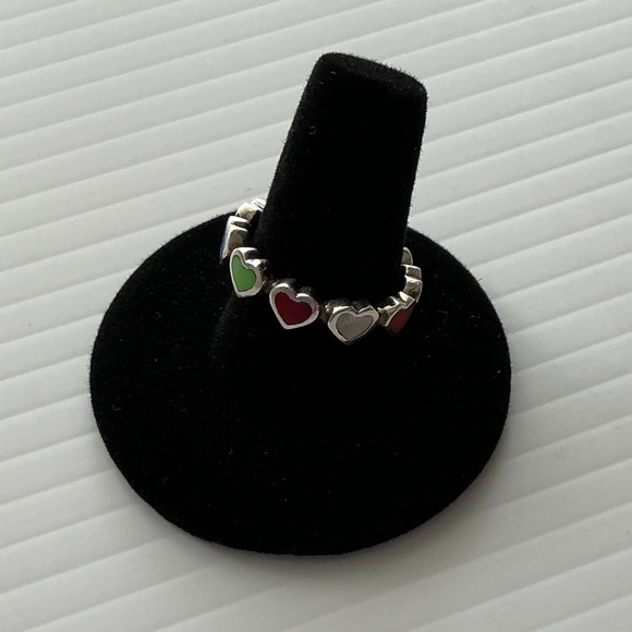 Sterling Silver Heart Ring size 8.5 rainbow colors - Picture 1 of 4